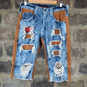 RAGE of a Rebellion distressed jean shorts‎ size 30 Two Tone Streetwear Frayed